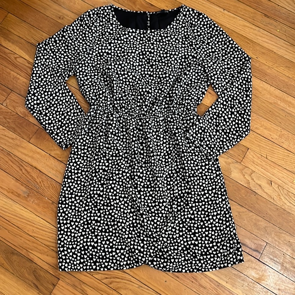 J Crew Mercantile Black Heart Print Tulip Dress